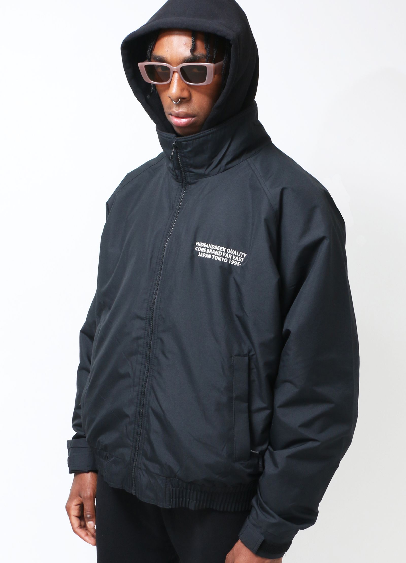 HIDE AND SEEK - ZIP TRACK JACKET (BLACK) / フリースライナー