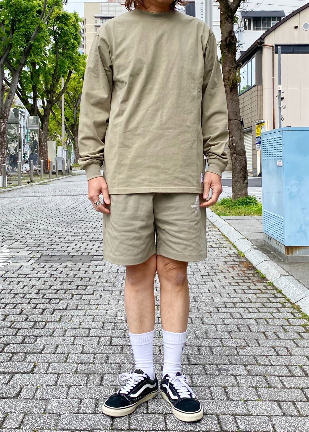 H&S Short (BEIGE) / ロゴ プリント イージーショーツ / セットアップ可能