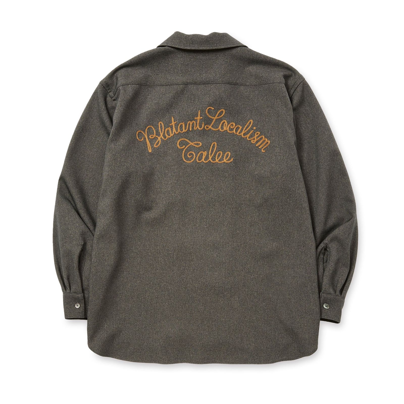 "BLATANT LOCALISM" OPEN COLLAR ROUND L/S SH (CHARCOAL) / オープンカラー ウール シャツ