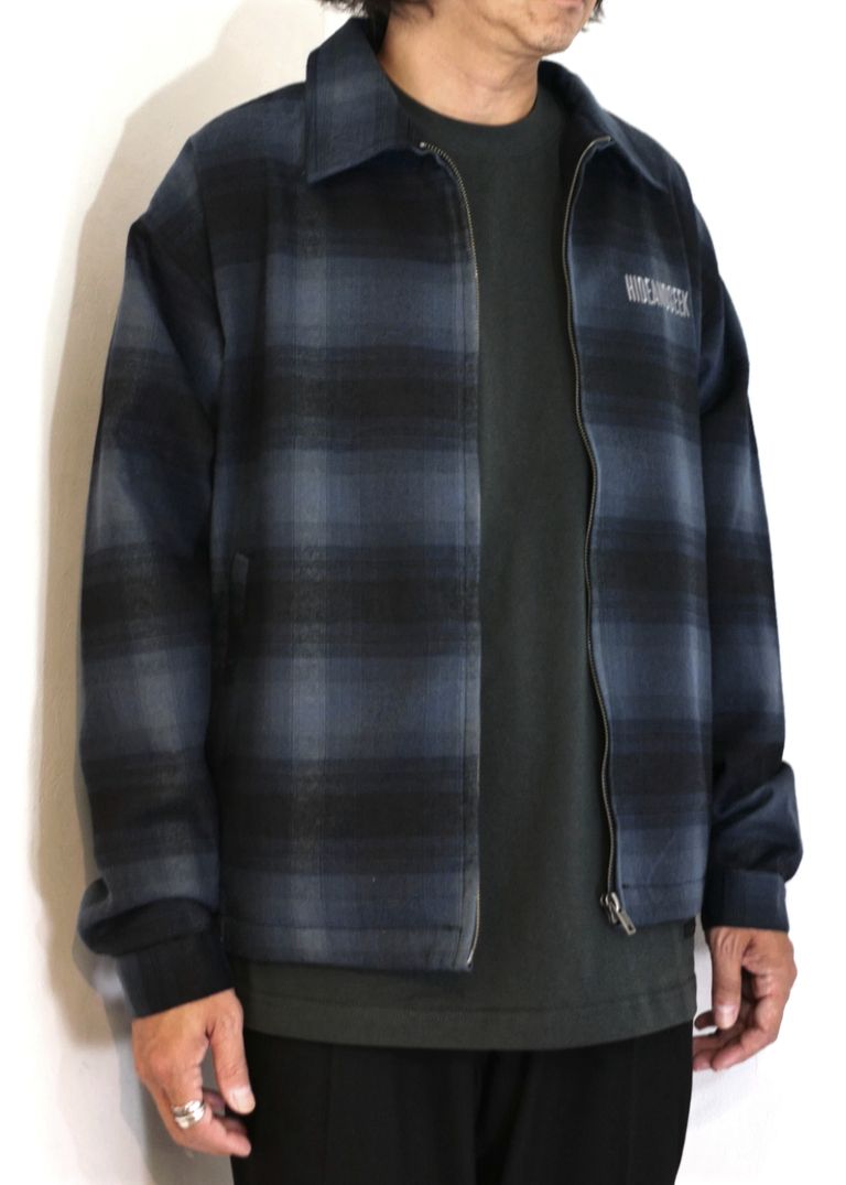 HIDE AND SEEK - CHECK HARRINGTON JACKET (BLACK) / オンブレチェック 