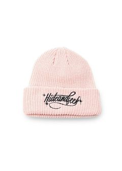 【ラスト1点】Cursive Logo Knit CAP (PINK) / ロゴ刺繍 ニットキャップ