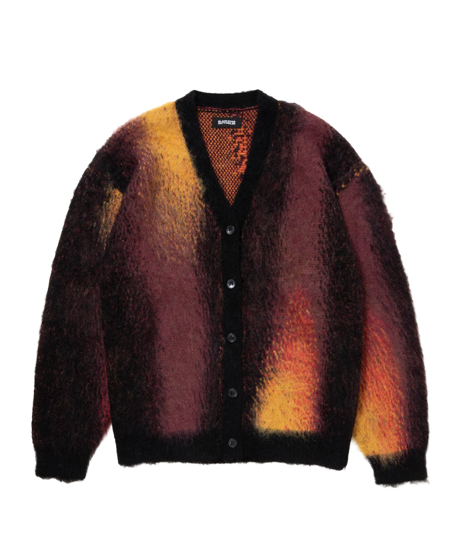 ROTTWEILER - R9 PAINTED CARDIGAN (BLACK) / モヘアニット