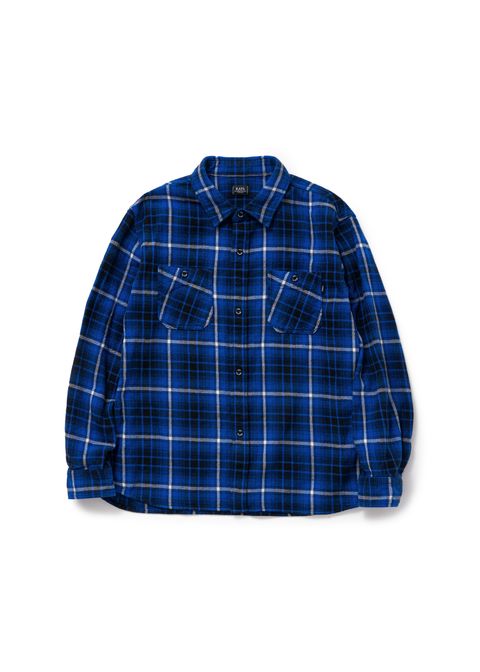 COTTON FLANNEL BLUE CHECK SHIRT (BLUE CHECK) / チェック コットン ネルシャツ