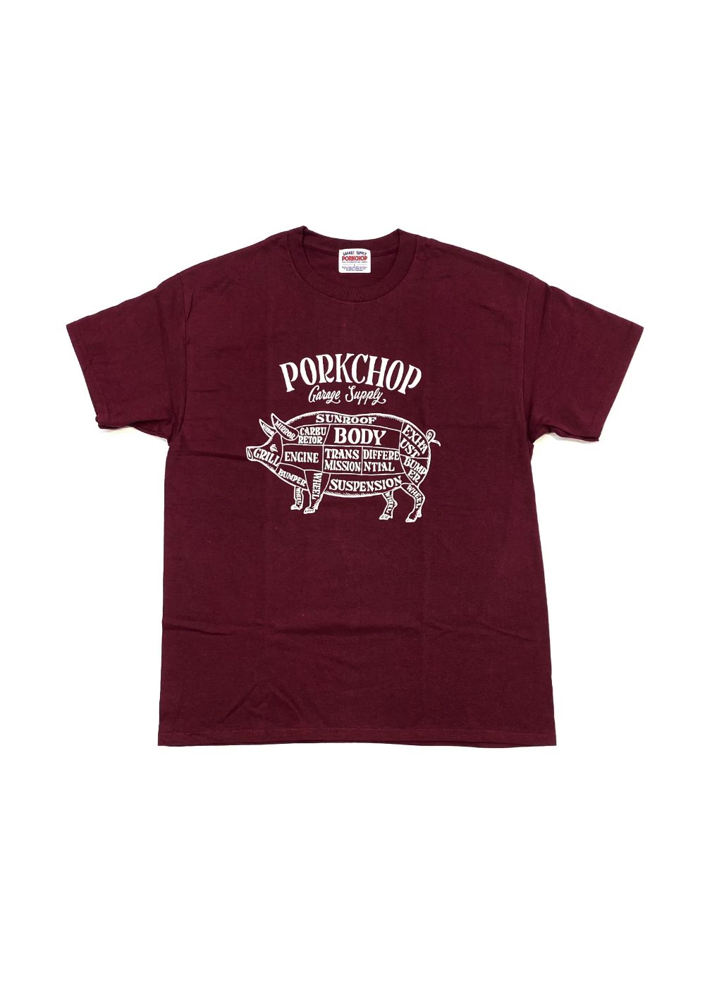 PORK FRONT TEE 25 (BURGUNDY) / ポーク フロント ロゴ Tシャツ