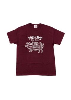 PORK FRONT TEE 25 (BURGUNDY) / ポーク フロント ロゴ Tシャツ