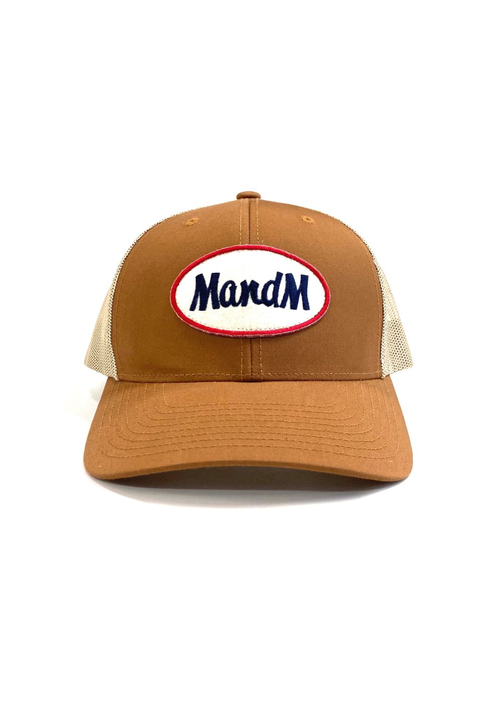 RETRO TRUCKER MESH CAP (LIGHT BROWN) / ワッペン メッシュキャップ