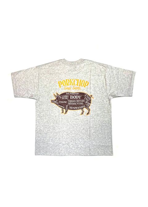 PORK BACK TEE (GRAY) / ポークバック ロゴ Tシャツ