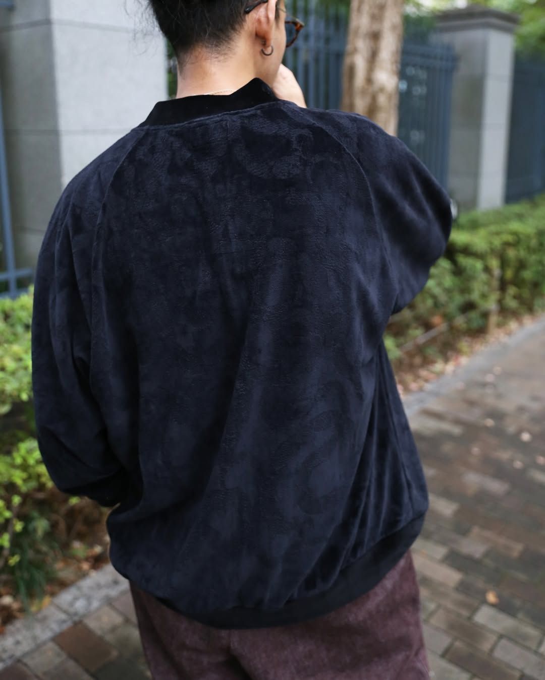 【ラスト1点】JQ VELOUR JACKET ＜SNAKE PATTERN＞ (BLACK) / ジャガード 総柄 ベロア ジャケット