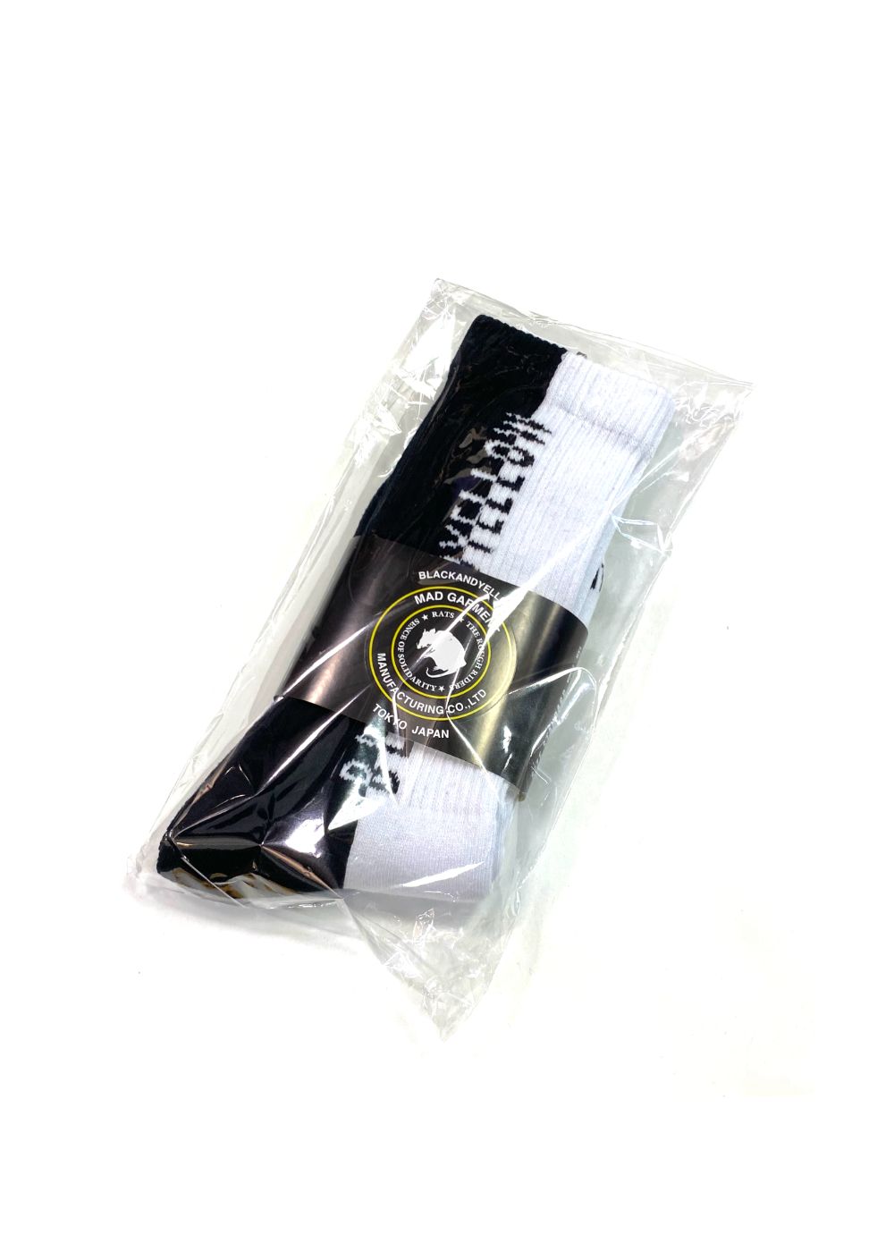 TWO TONE PILE SOCKS (WHITE×BLACK) / ツートーン ジャガード ロゴ ソックス
