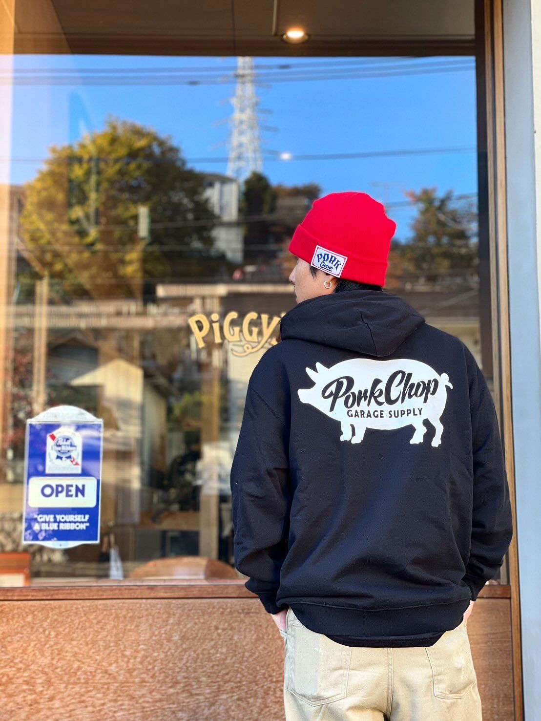 SCRIPT PORK HOODIE (BLACK) / ロゴ スウェットパーカー
