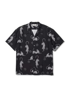 ×MIHO MURAKAMI PANTHER DOT PATTERN SH (DARK NAVY) / ×MIHO MURAKAMI コラボ レーヨン オープンカラー シャツ