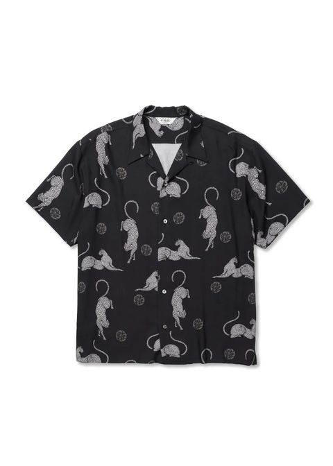 ×MIHO MURAKAMI PANTHER DOT PATTERN SH (DARK NAVY) / ×MIHO MURAKAMI コラボ レーヨン オープンカラー シャツ