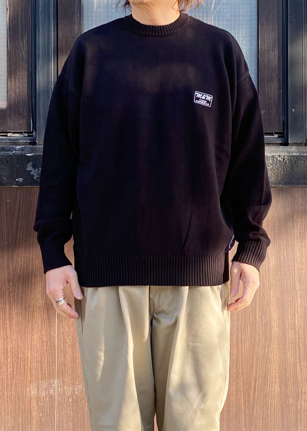 COTTON KNIT SWEATER (BLACK) / コットン ニット セーター