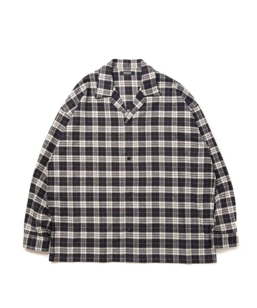 ROTTWEILER - OPEN COLLAR CHECK SHIRT (RED) / オープンカラー