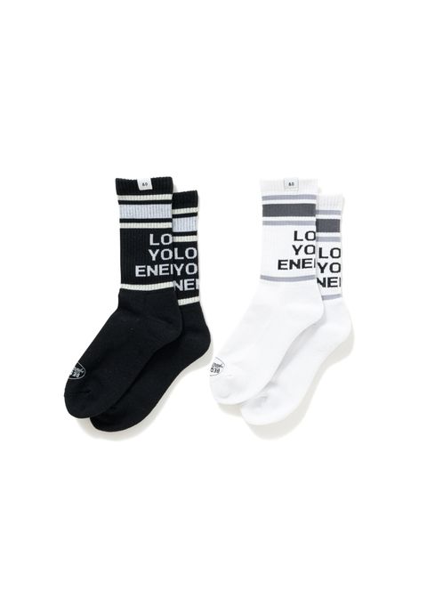 2 Pcs JACQUARD SOCKS "LARRY" (CHARCOAL) / 2パック ラインソックス