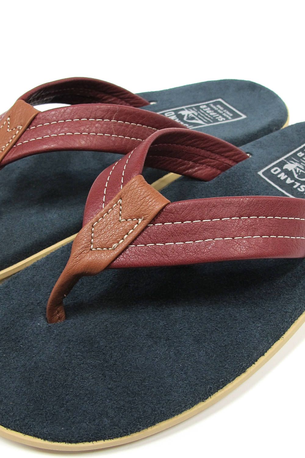 PT203ML MEN'S MALTI COLOR SUEDE LEATHER THONG (NAVY/OXBLOOD) / マルチカラースウェードサンダル