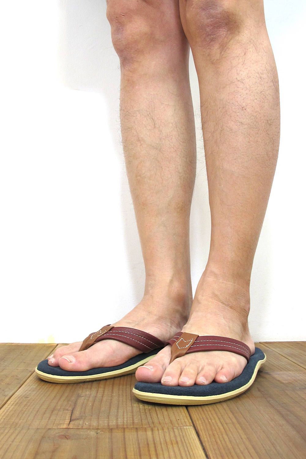 PT203ML MEN'S MALTI COLOR SUEDE LEATHER THONG (NAVY/OXBLOOD) / マルチカラースウェードサンダル