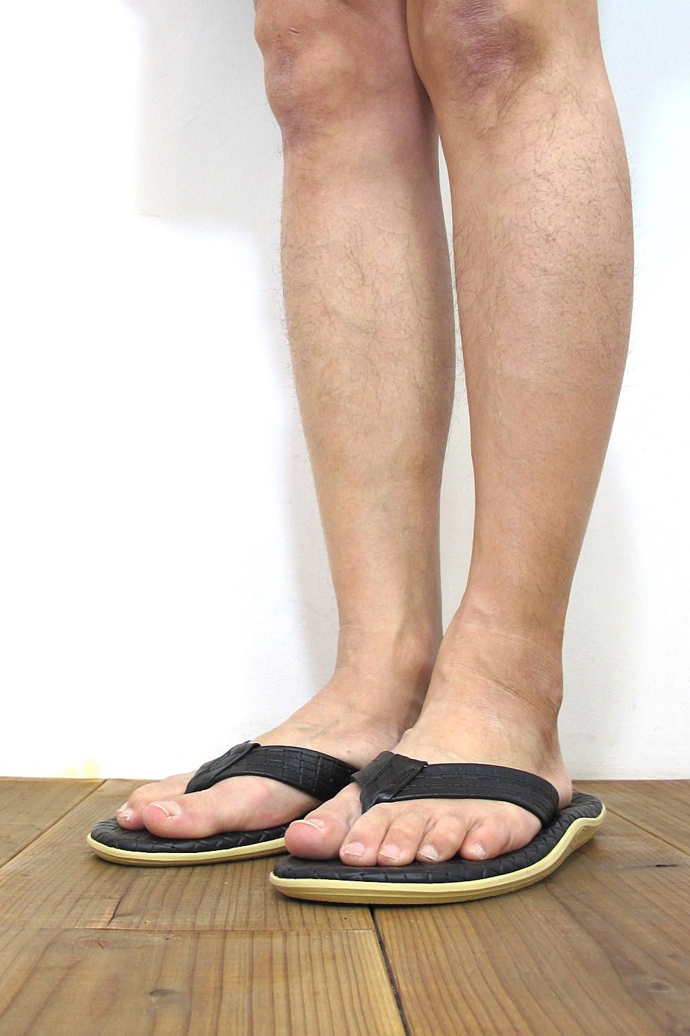 PT202SAS MEN'S SASSARI LEATHER THONG (BLACK) / クラシックイタリアンウィーブサンダル