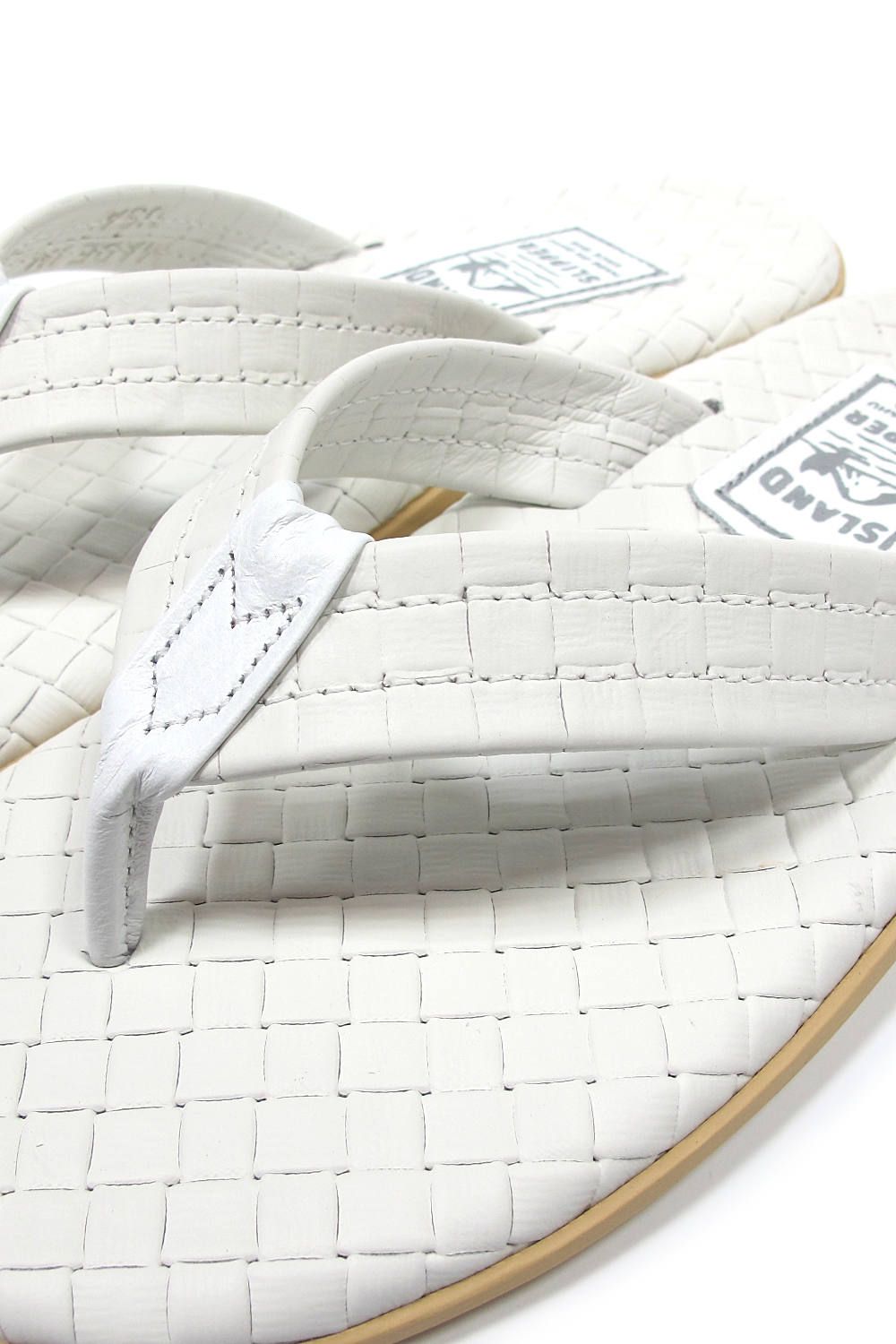 PT202SAS MEN'S SASSARI LEATHER THONG (WHITE) / クラシックイタリアンウィーブサンダル
