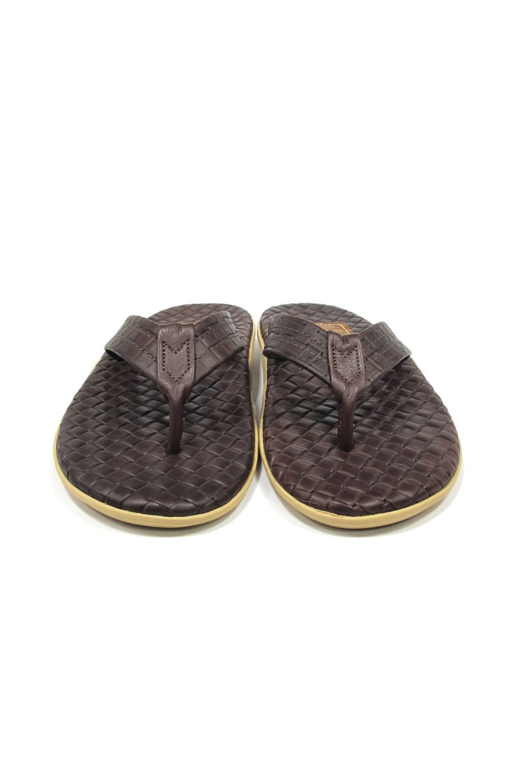 PT202SAS MEN'S SASSARI LEATHER THONG (BROWN) / クラシックイタリアンウィーブサンダル