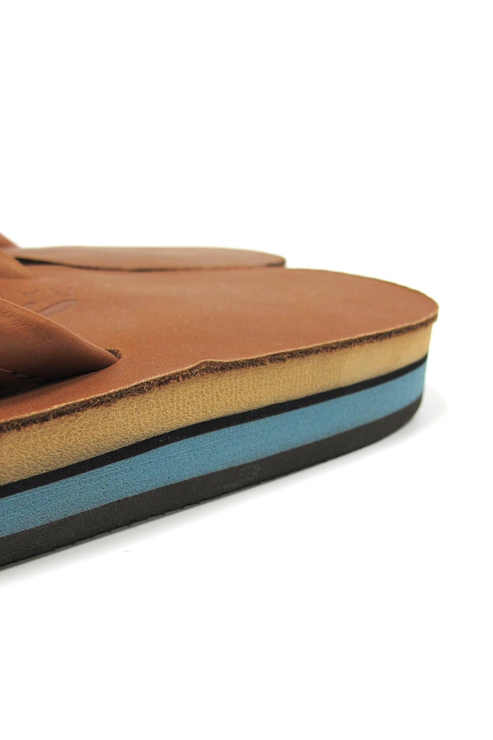DOUBLE LAYER CLASSIC LEATHER with ARCH SUPPORT (TAN/BLUE) / ダブルミッドソール クラシックレザーサンダル