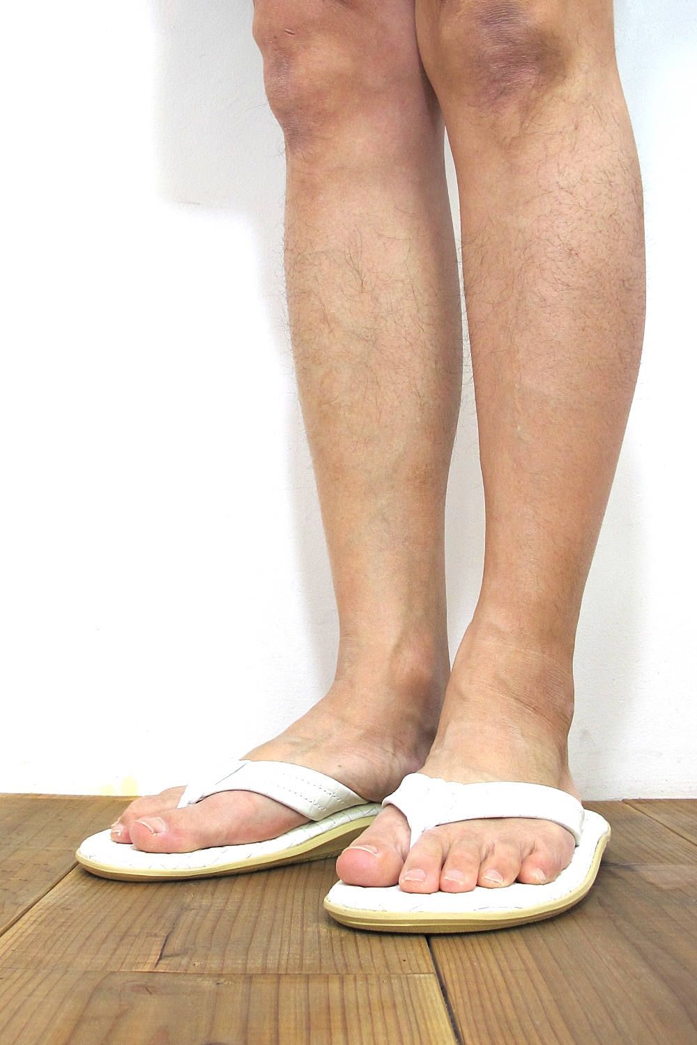 PT202SAS MEN'S SASSARI LEATHER THONG (WHITE) / クラシックイタリアンウィーブサンダル