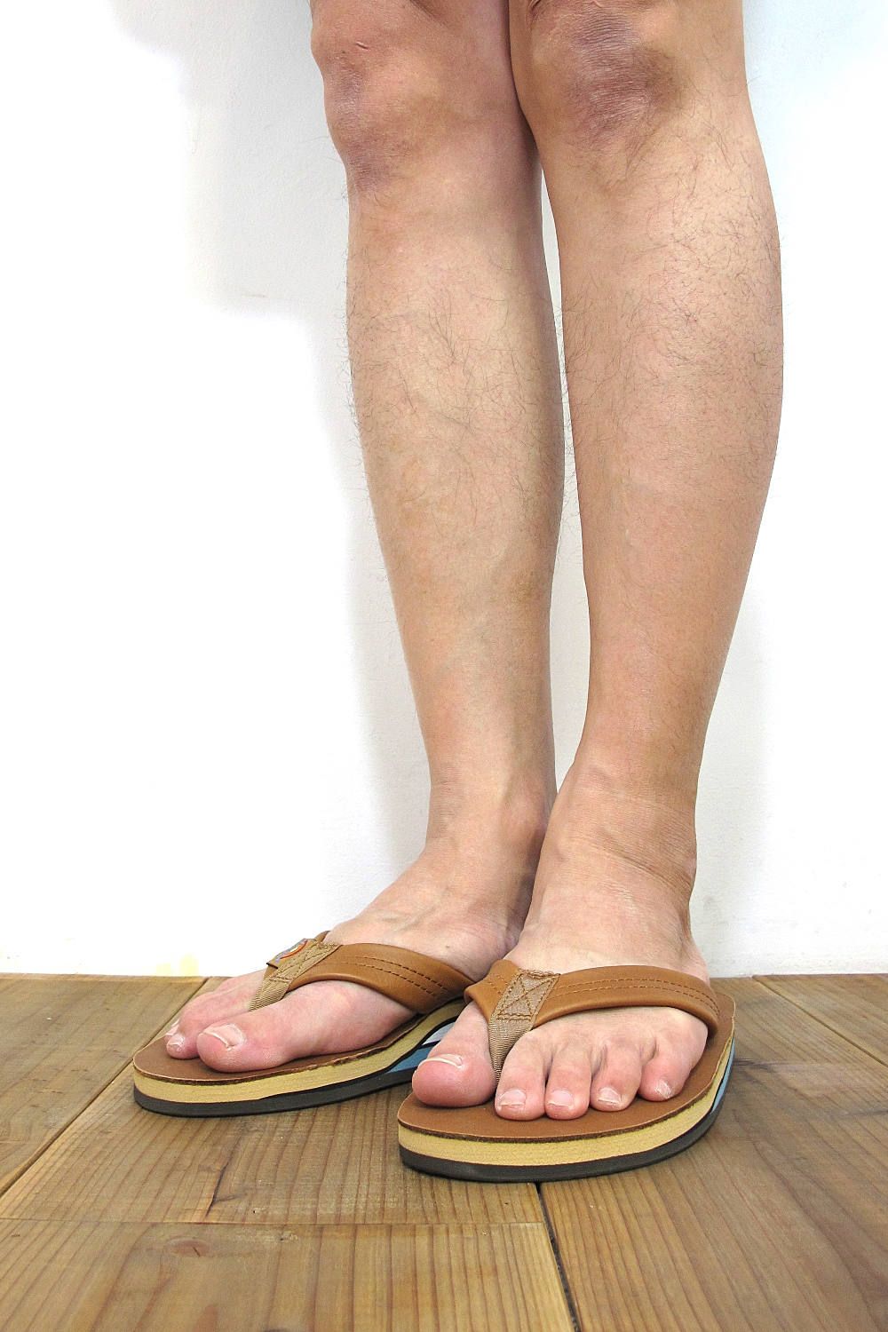 DOUBLE LAYER CLASSIC LEATHER with ARCH SUPPORT (TAN/BLUE) / ダブルミッドソール クラシックレザーサンダル