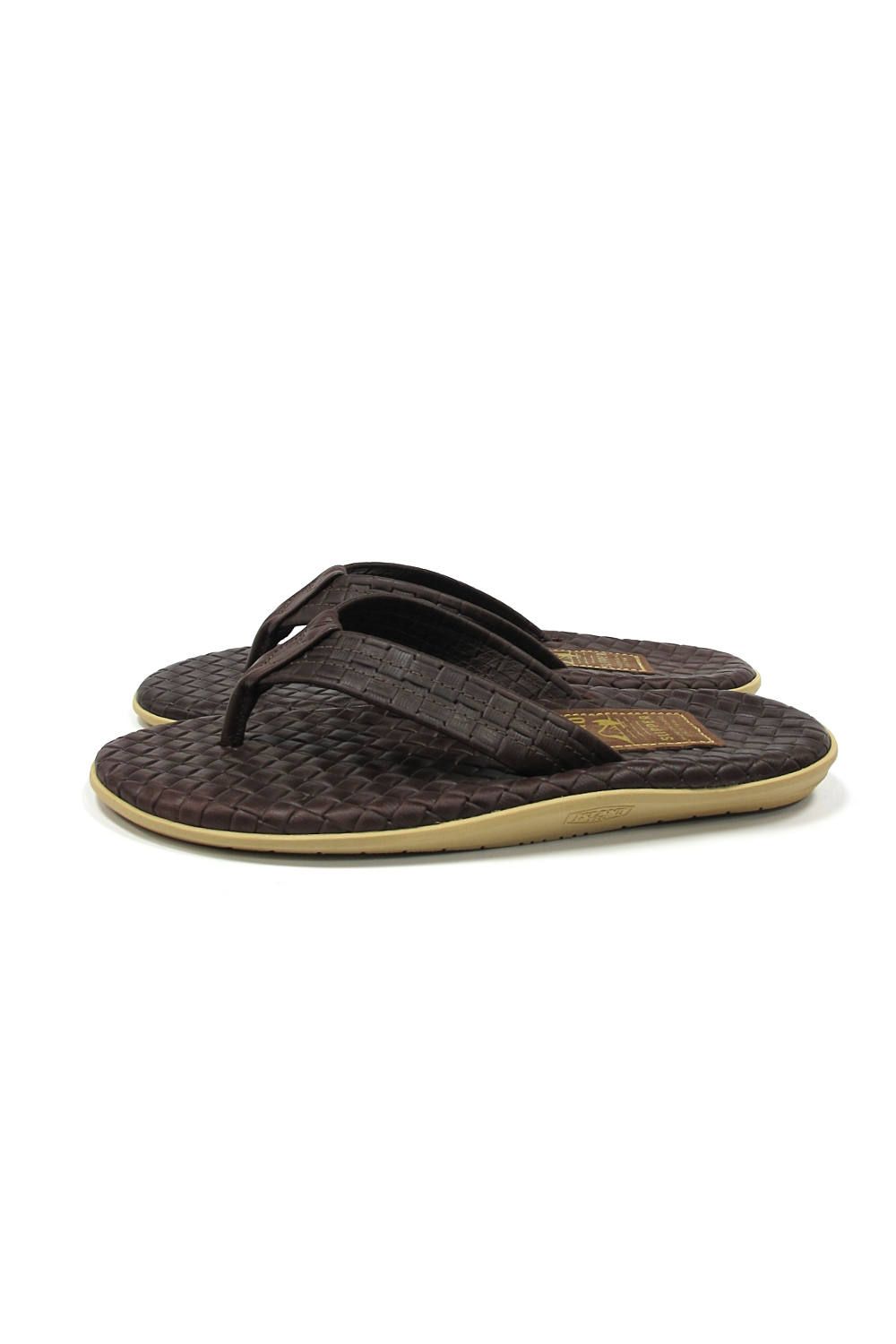 PT202SAS MEN'S SASSARI LEATHER THONG (BROWN) / クラシックイタリアンウィーブサンダル