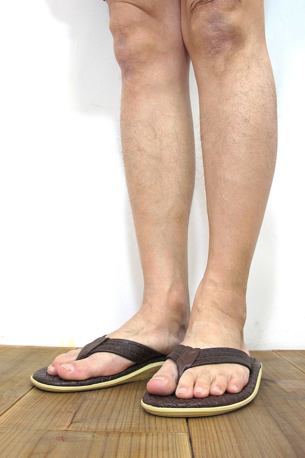 PT202SAS MEN'S SASSARI LEATHER THONG (BROWN) / クラシックイタリアンウィーブサンダル