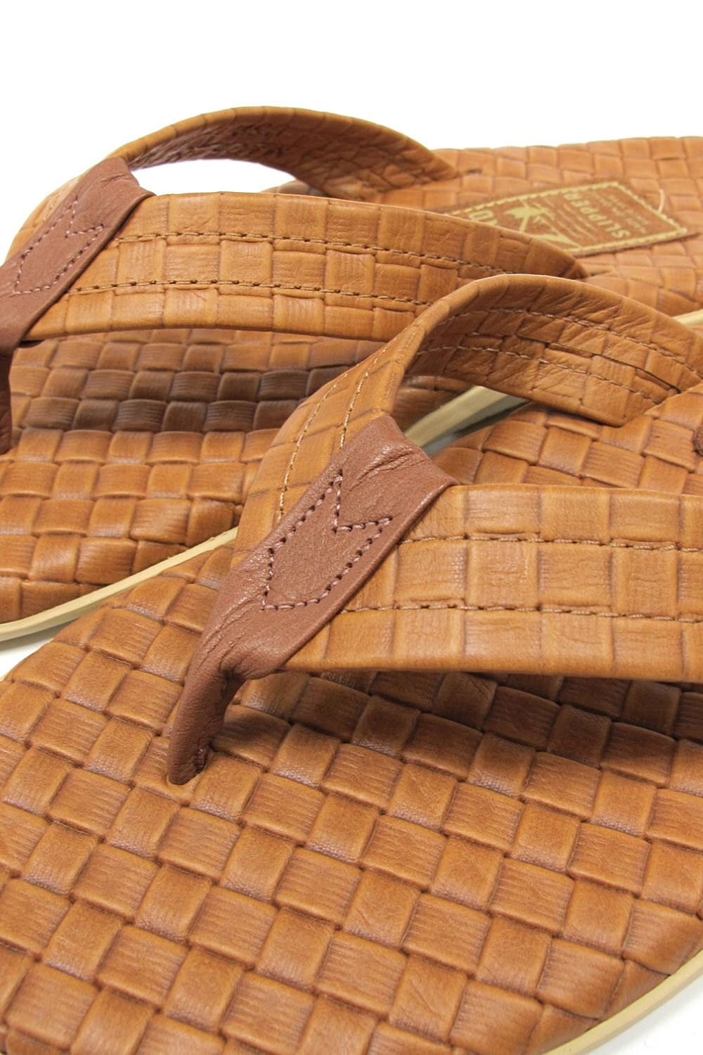 PT202SAS MEN'S SASSARI LEATHER THONG (COGNAC) / クラシックイタリアンウィーブサンダル