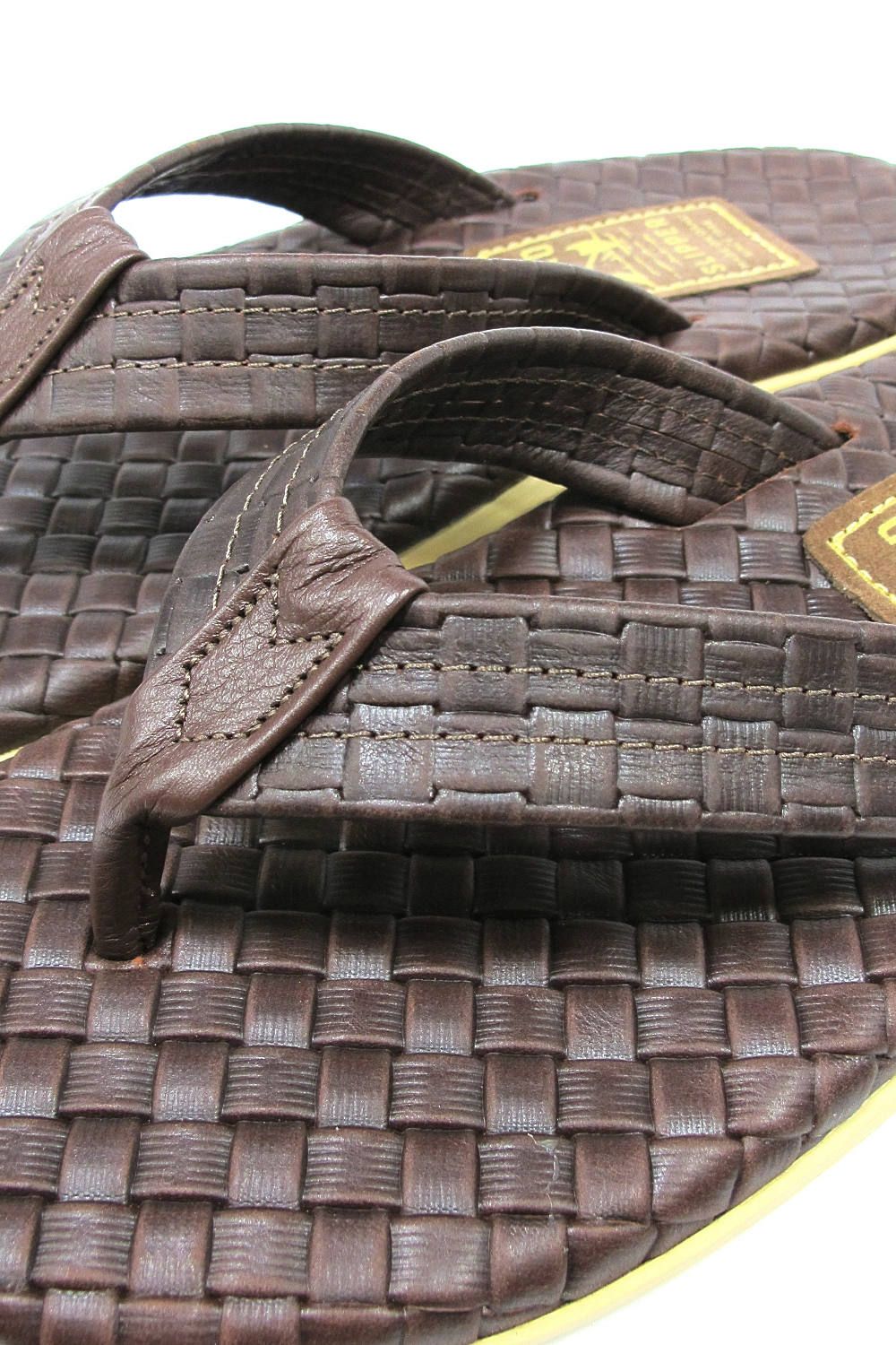 PT202SAS MEN'S SASSARI LEATHER THONG (BROWN) / クラシックイタリアンウィーブサンダル