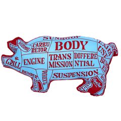 PORK CUSHION (LIGHT BLUE/MAROON) / ポーククッション