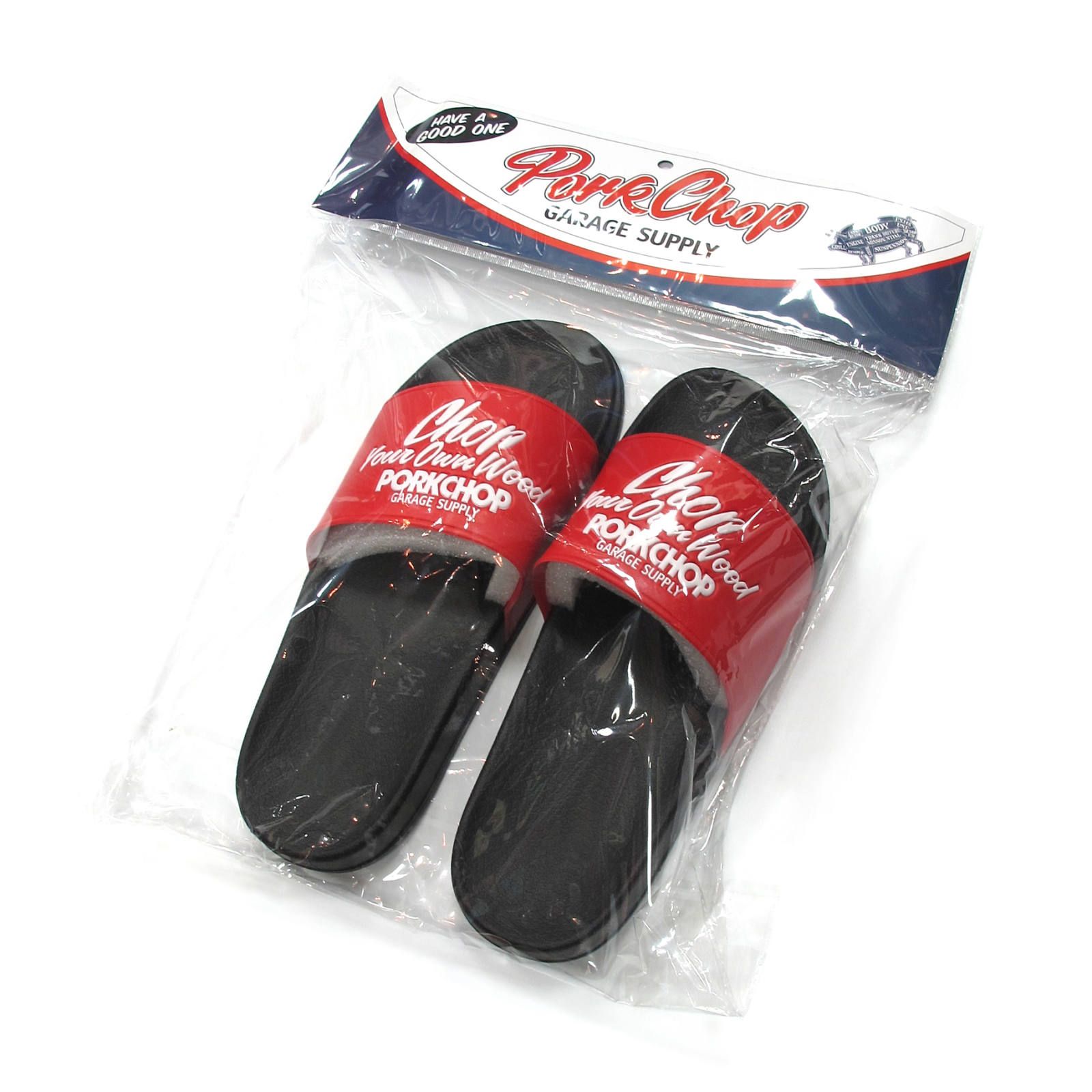 CHOP YOUR OWN WOOD SANDALS (RED) / エンボスロゴ シャワーサンダル
