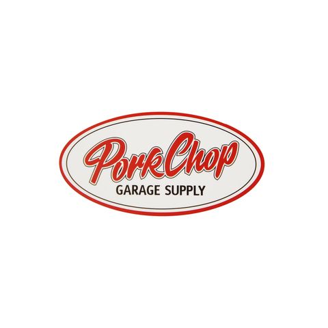PORKCHOP OVAL STICKER (SMALL) (WHITE/RED) / ロゴステッカー