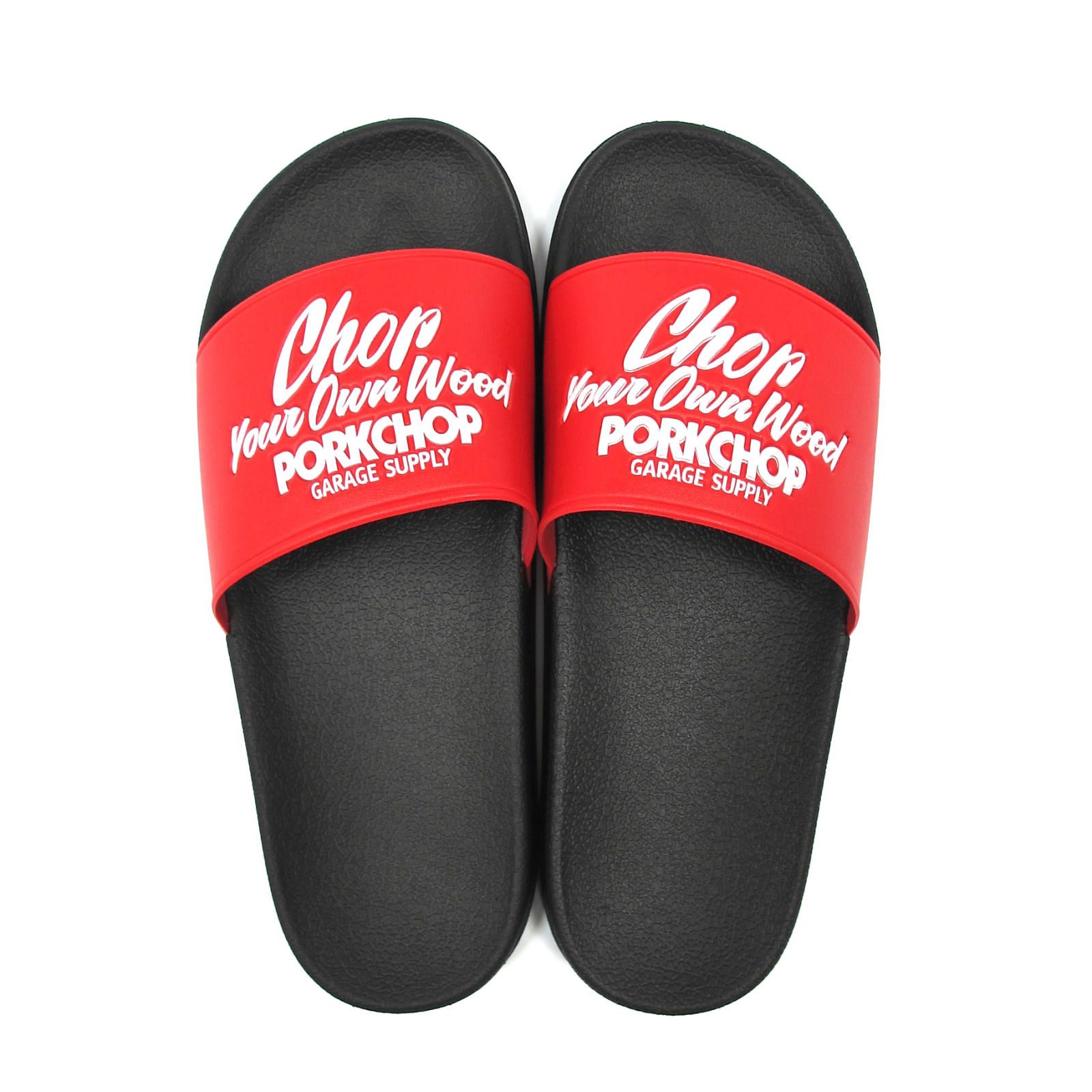 CHOP YOUR OWN WOOD SANDALS (RED) / エンボスロゴ シャワーサンダル