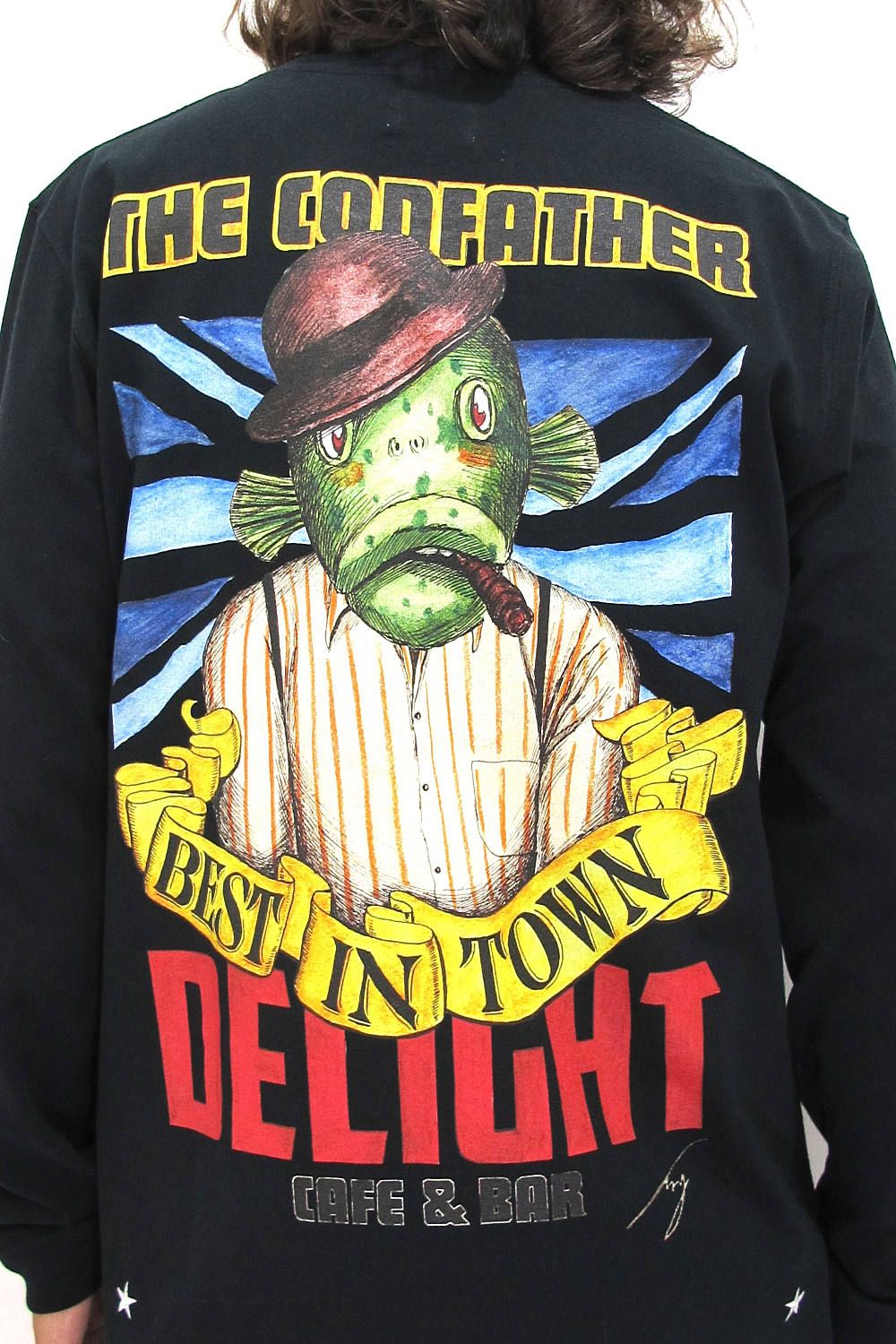 PRINT L/S TEE (BLACK) / CAFE&BAR DELIGHT コラボロンT