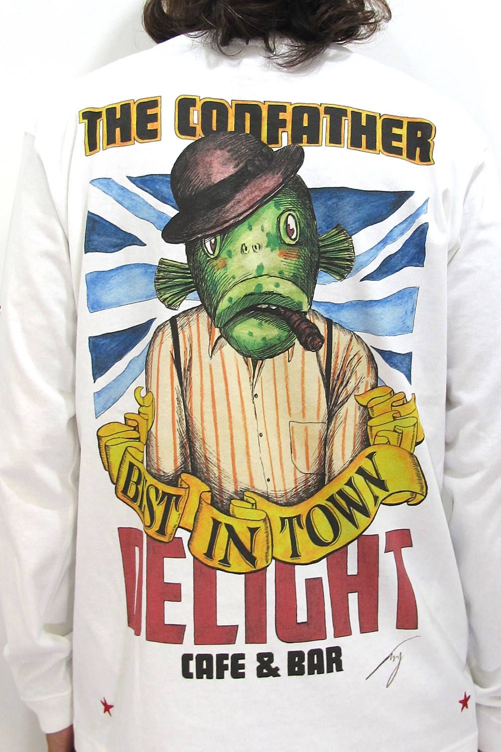 PRINT L/S TEE (WHITE) / CAFE&BAR DELIGHT コラボロンT