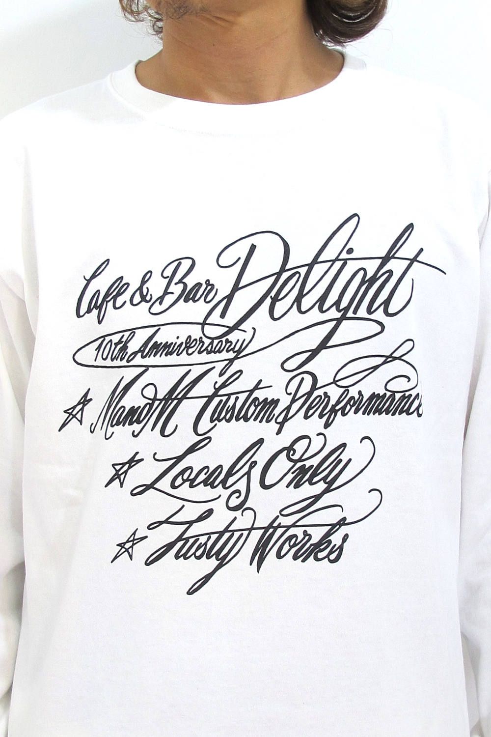 PRINT L/S TEE (WHITE) / CAFE&BAR DELIGHT コラボロンT