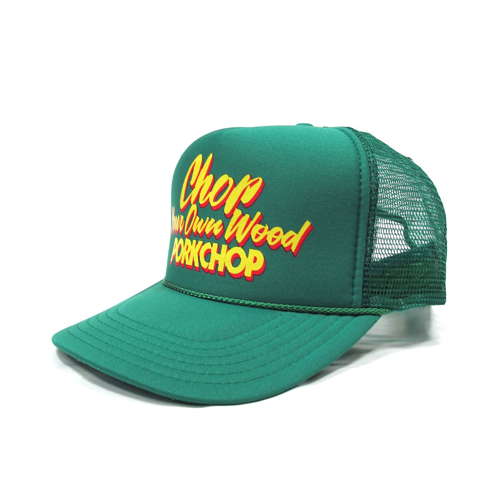 PORKCHOP - CHOP YOUR OWN WOOD CAP (GREEN) / プリントメッシュキャップ | LOOPHOLE