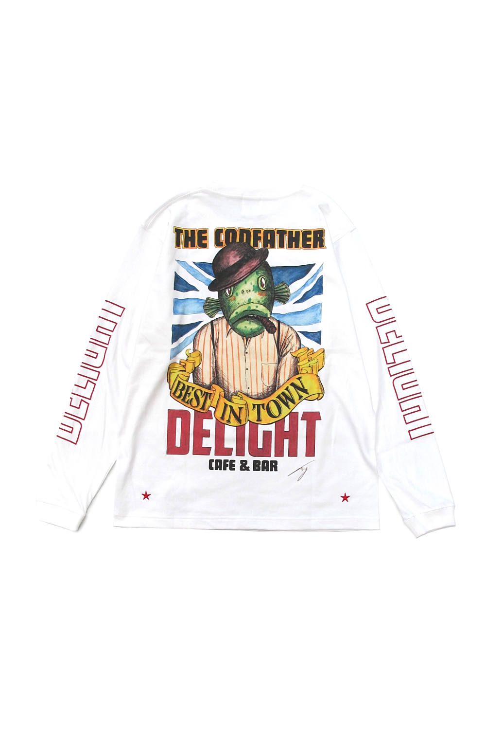 PRINT L/S TEE (WHITE) / CAFE&BAR DELIGHT コラボロンT