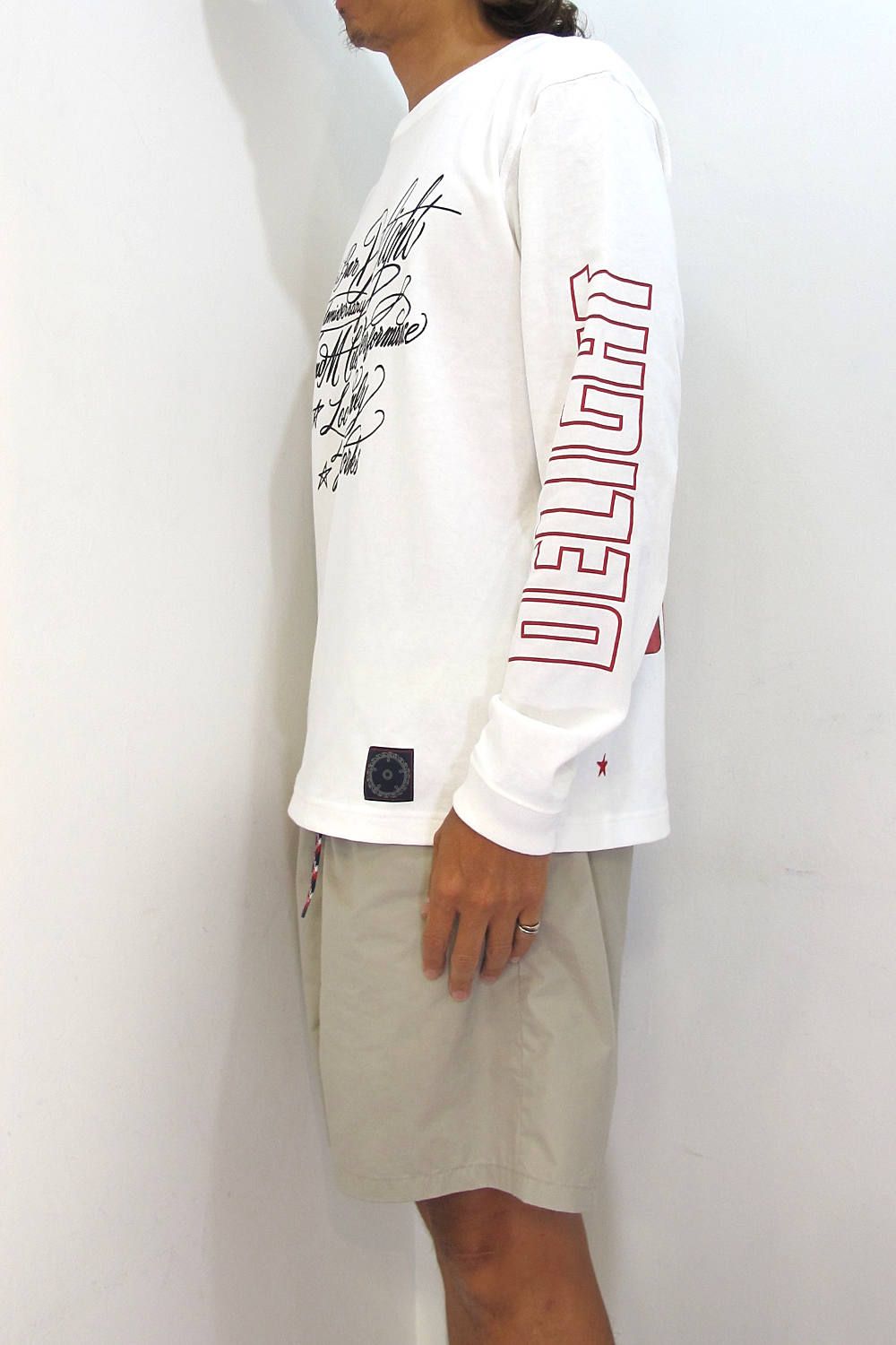 PRINT L/S TEE (WHITE) / CAFE&BAR DELIGHT コラボロンT