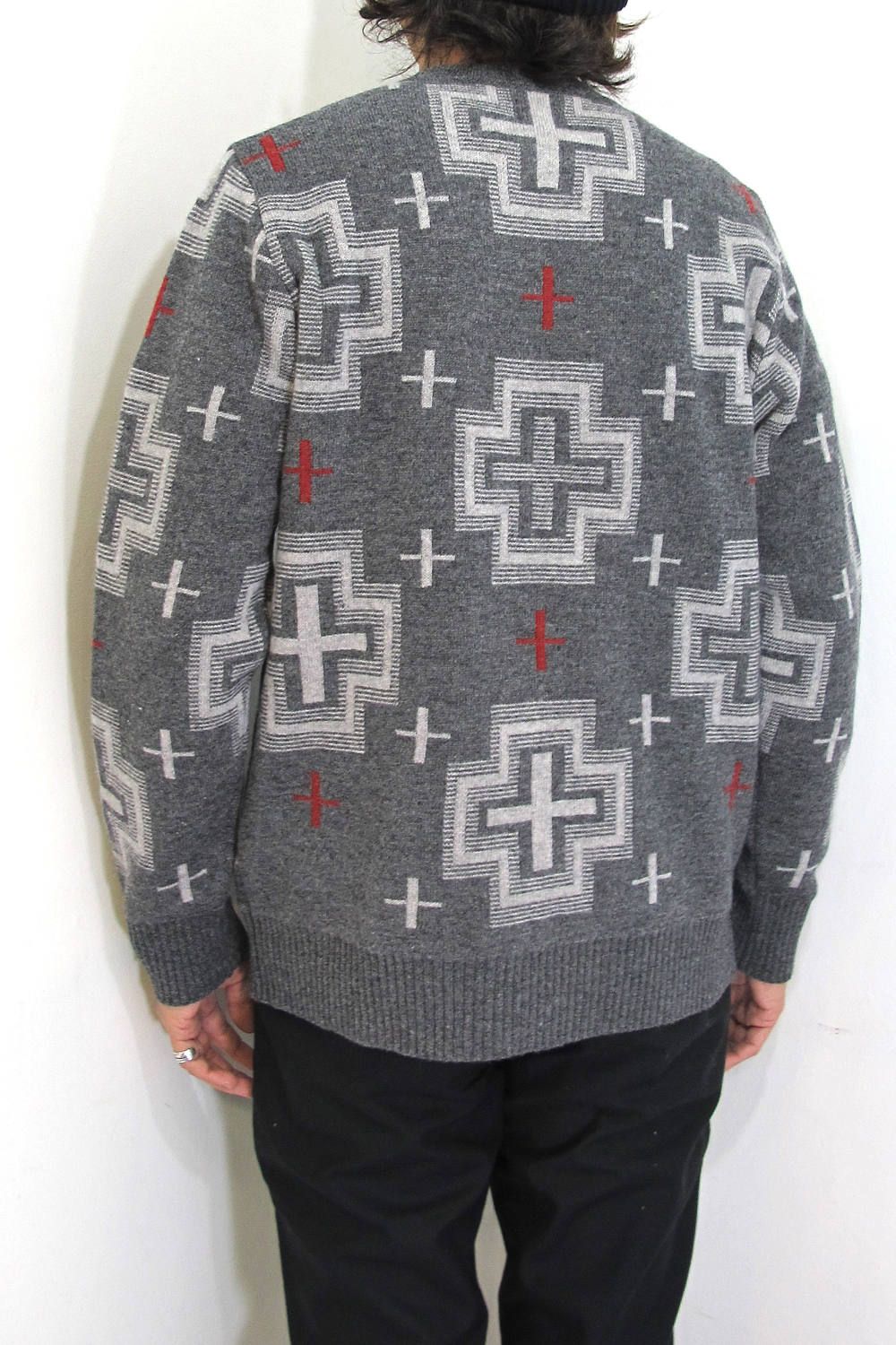 RATS  NATIVE  CROSS  KNIT（BLACK)Lサイズ袖丈長袖