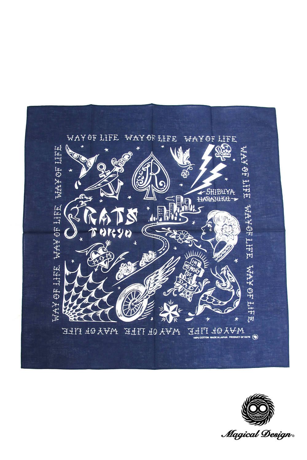 RATS - RATS TOKYO BANDANA (NAVY) / ×MAGICAL DESIGN コラボバンダナ | LOOPHOLE