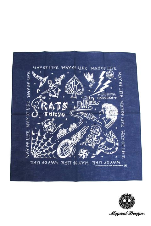 RATS TOKYO BANDANA (NAVY) / ×MAGICAL DESIGN  コラボバンダナ