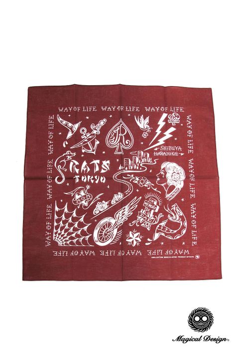 RATS TOKYO BANDANA (BURGUNDY) / ×MAGICAL DESIGN  コラボバンダナ