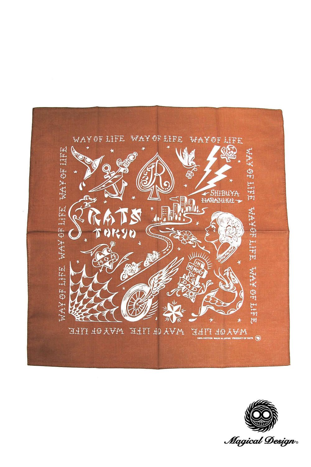 RATS - RATS TOKYO BANDANA (BROWN) / ×MAGICAL DESIGN コラボバンダナ | LOOPHOLE