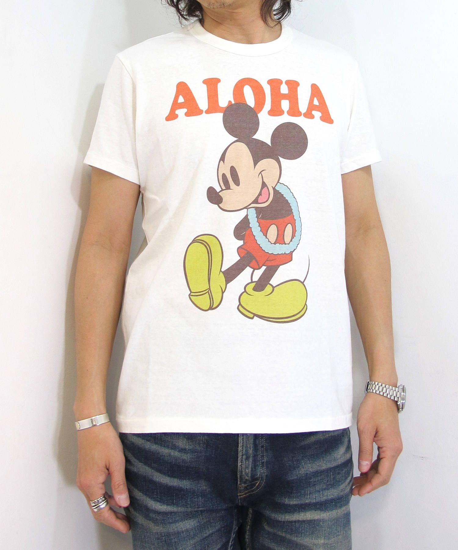 TMT - S/SL RAFI JERSEY(ALOHA/MICKEY) (WHITE) / ミッキーマウス