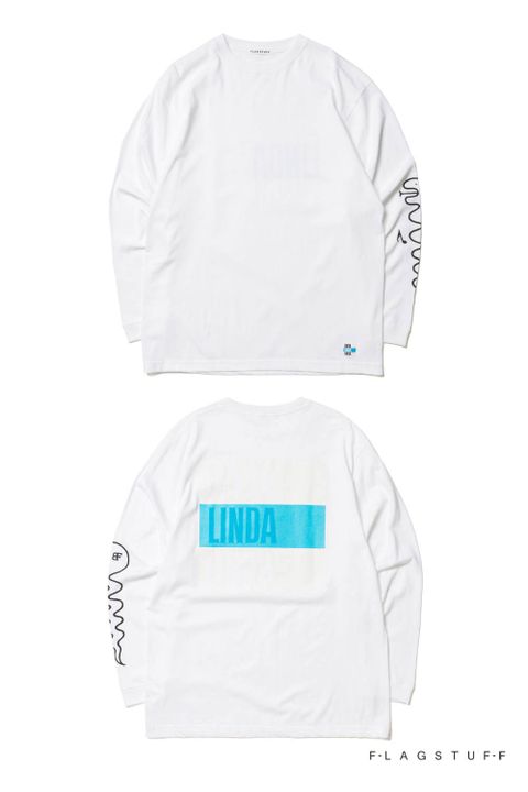 ×F-LAGSTUF-F "LINDA" L/S TEE (WHITE) / ×フラグスタフ コラボレーションロンT