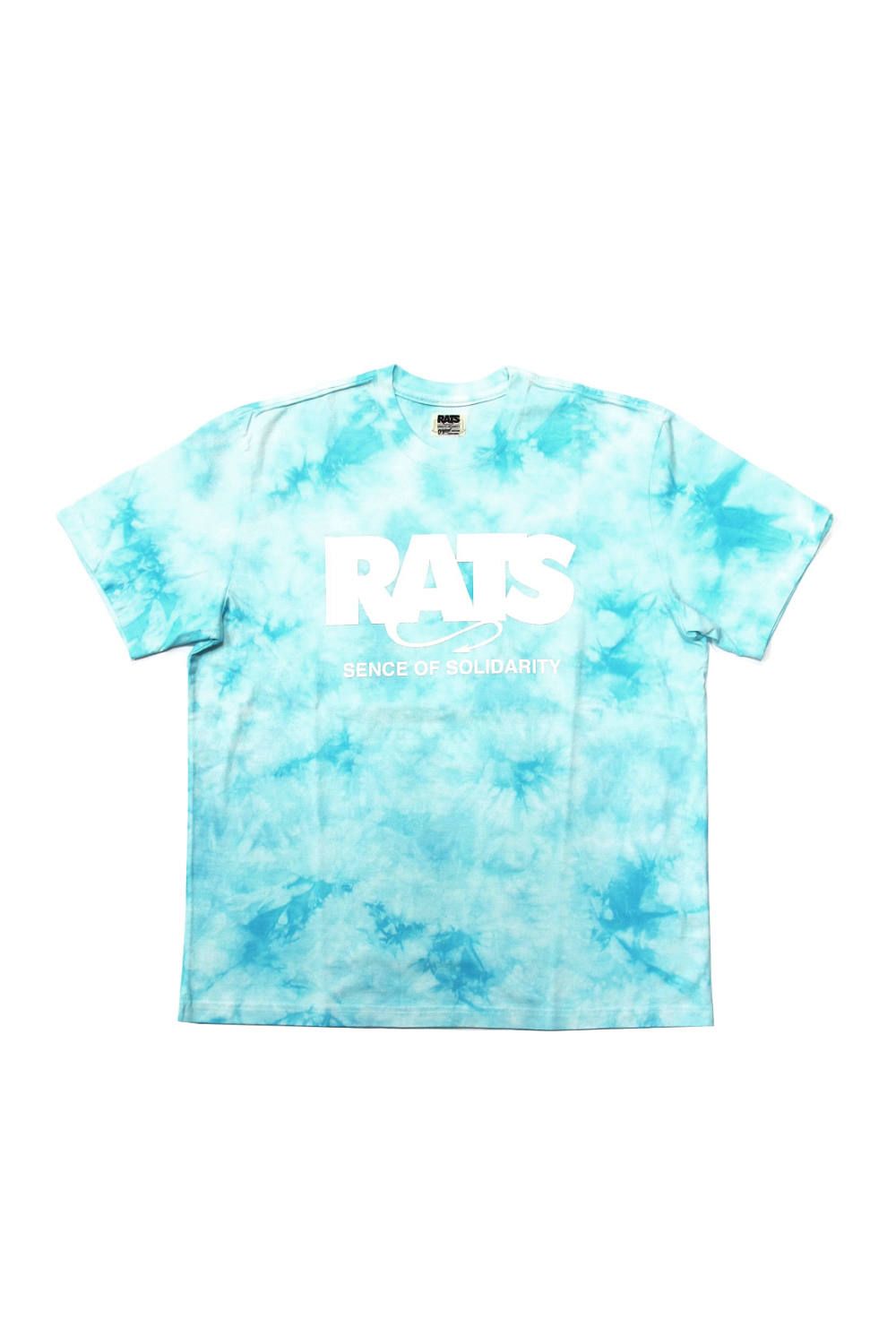 RATS - TIE DYE BOX LOGO TEE (LIGHT BLUE) / 定番人気ロゴT (タイダイ