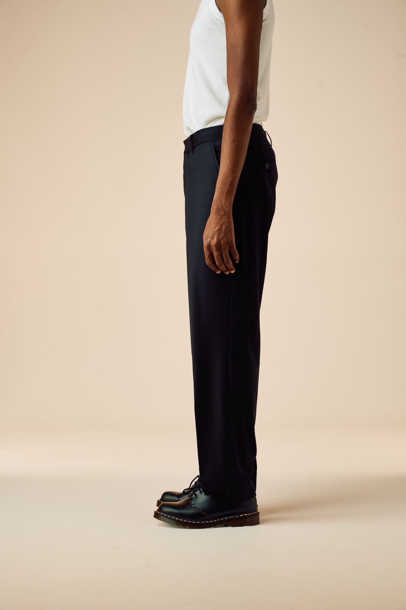 10L WOOL SILK PANTS "THUNDERS" (BLACK) / ウールシルク スラックス